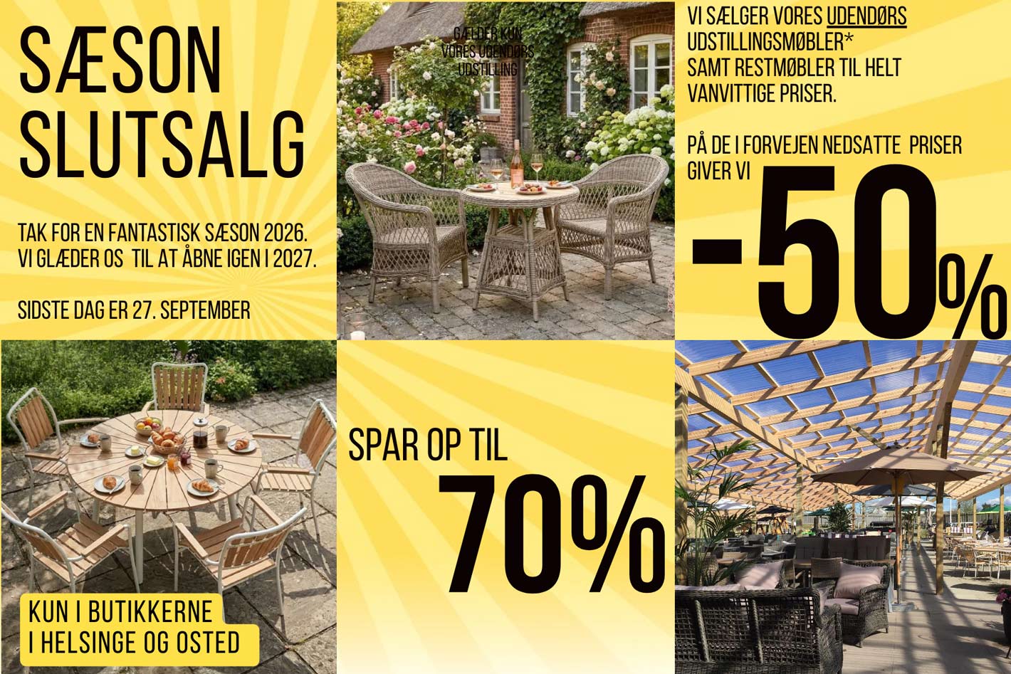 Slutsalg - Butikkerne i Helsinge og Osted